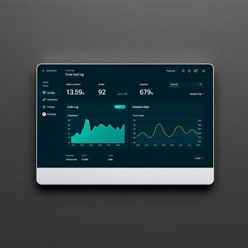Mercer House monitoring interface with order audit log and drawdown chart